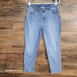 Chico's Jeans 1 = 8 Girlfriend Slim Ankle Mid Rise Stretch Medium Light Wash